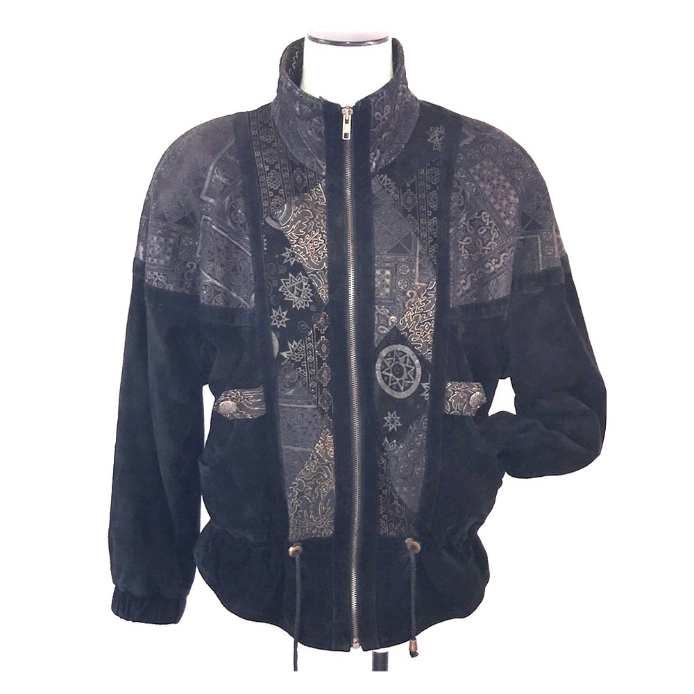 Vintage Leather Jacket ,Patched pattern.
